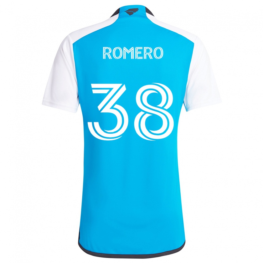 Kandiny Hombre Camiseta Brian Romero #38 Azul Blanco 1ª Equipación 2024/25 La Camisa Chile