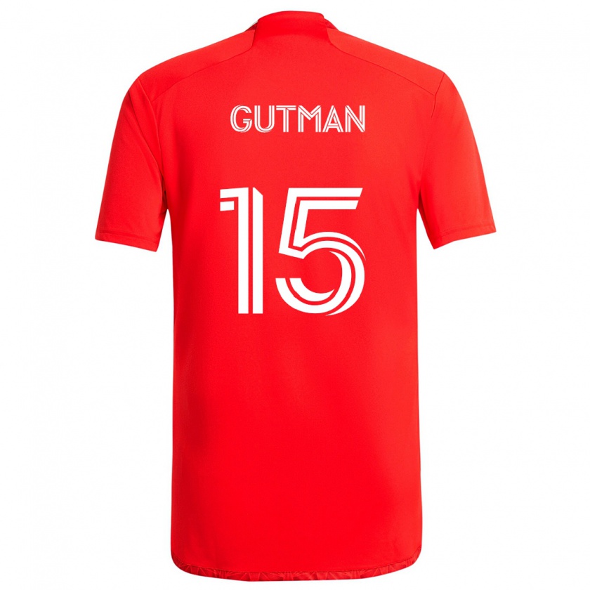 Kandiny Hombre Camiseta Andrew Gutman #15 Rojo Blanco 1ª Equipación 2024/25 La Camisa Chile