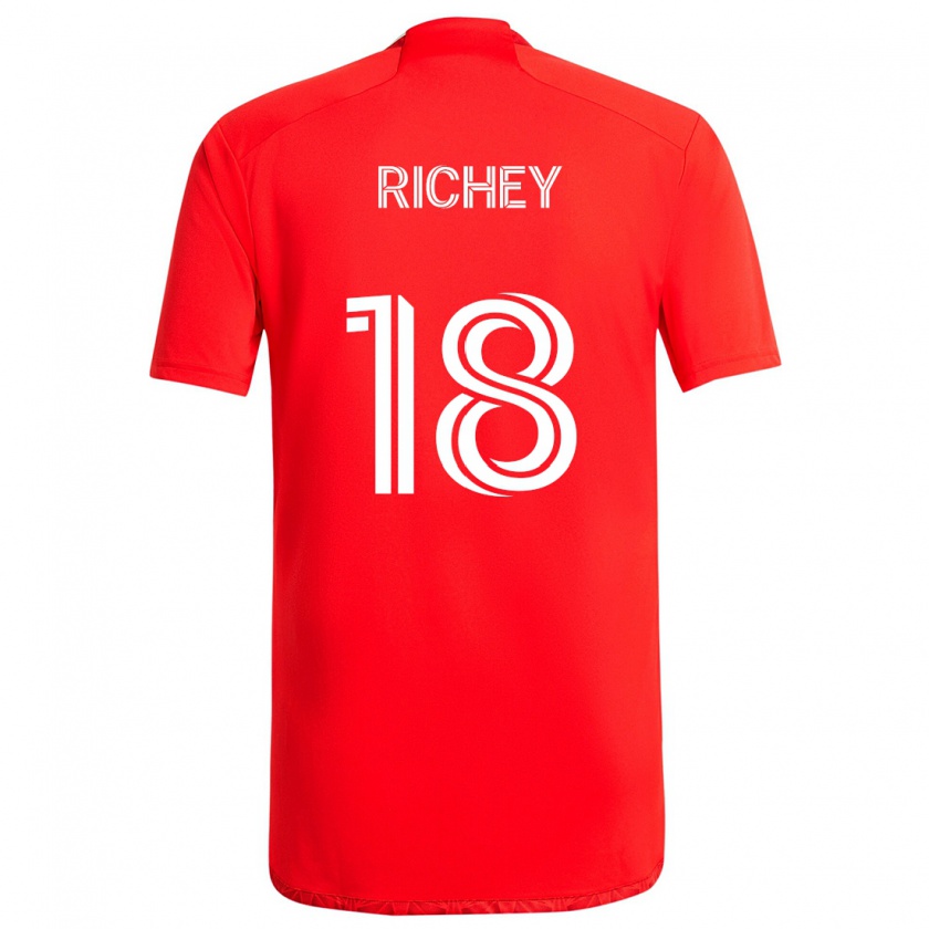 Kandiny Hombre Camiseta Spencer Richey #18 Rojo Blanco 1ª Equipación 2024/25 La Camisa Chile