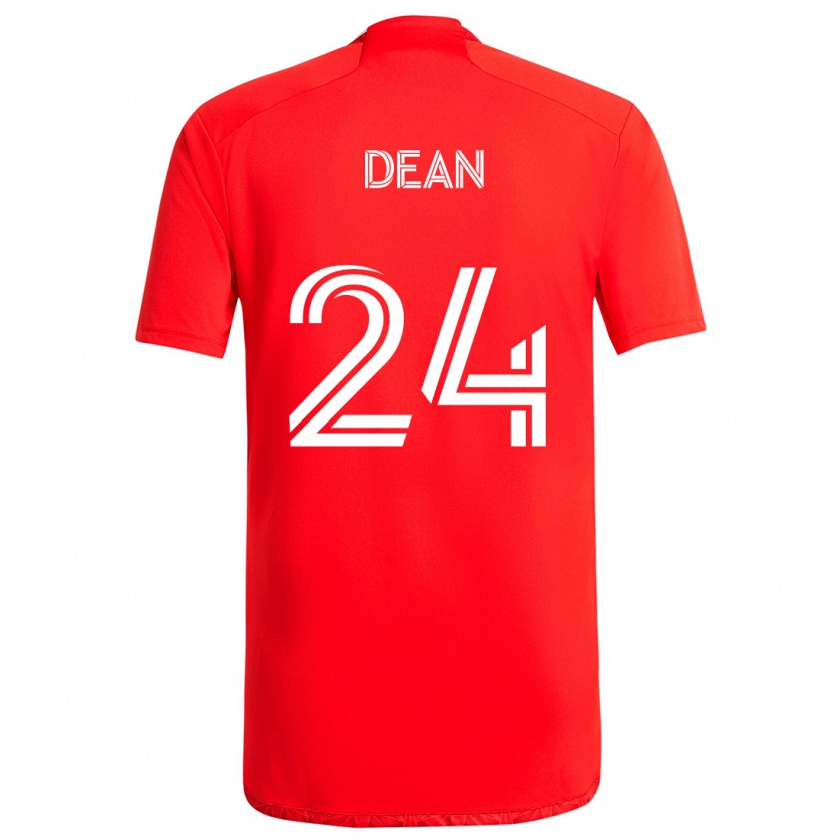 Kandiny Hombre Camiseta Jonathan Dean #24 Rojo Blanco 1ª Equipación 2024/25 La Camisa Chile