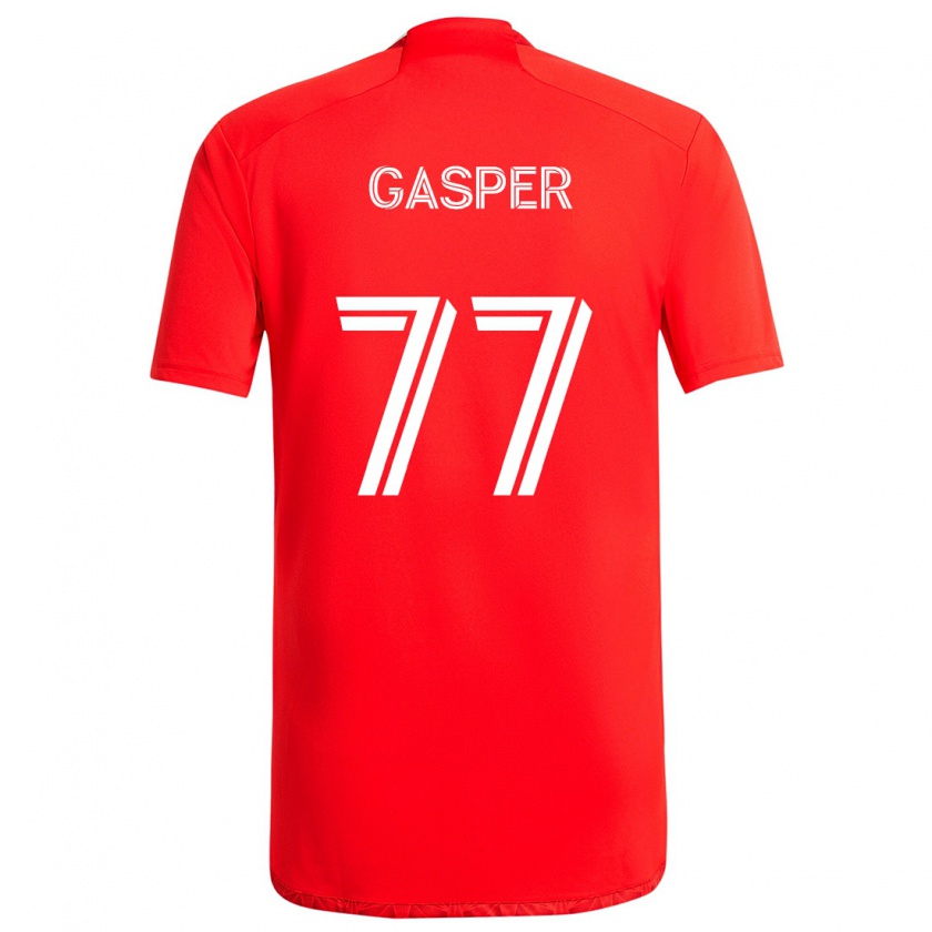 Kandiny Hombre Camiseta Chase Gasper #77 Rojo Blanco 1ª Equipación 2024/25 La Camisa Chile