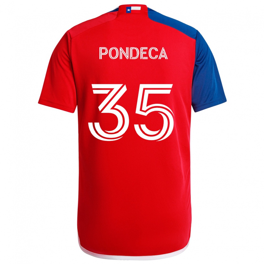 Kandiny Hombre Camiseta Tomas Pondeca #35 Azul Rojo 1ª Equipación 2024/25 La Camisa Chile