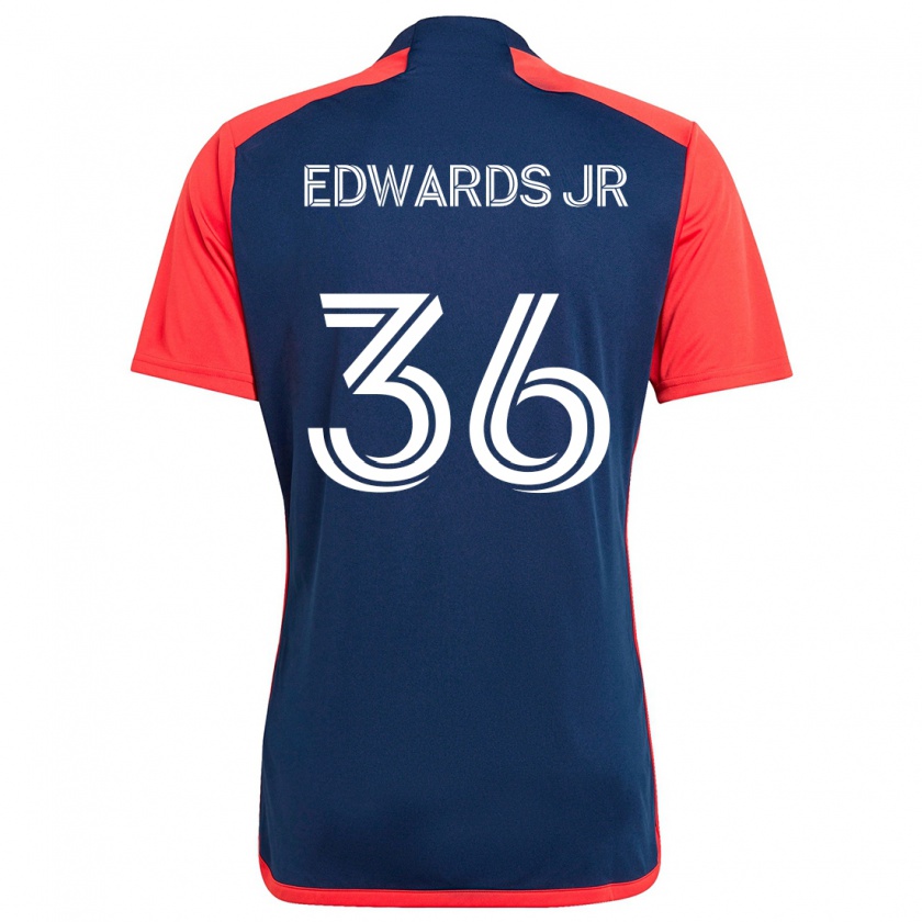 Kandiny Hombre Camiseta Earl Edwards Jr. #36 Azul Rojo 1ª Equipación 2024/25 La Camisa Chile