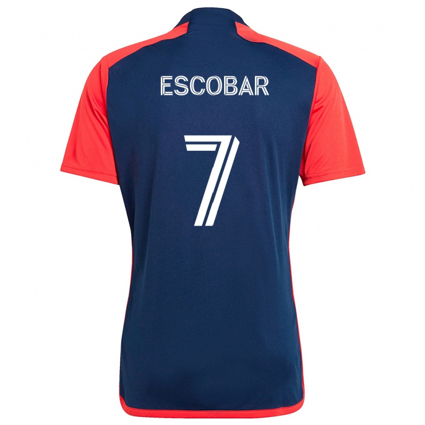 Kandiny Hombre Camiseta Olger Escobar #7 Azul Rojo 1ª Equipación 2024/25 La Camisa Chile