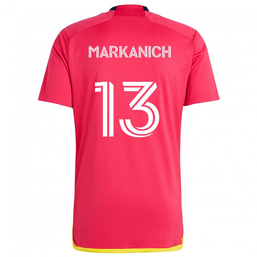 Kandiny Hombre Camiseta Anthony Markanich #13 Rojo Azul 1ª Equipación 2024/25 La Camisa Chile