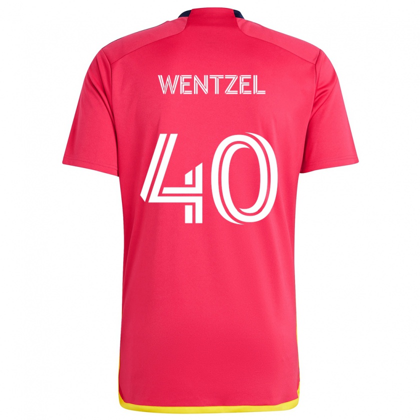 Kandiny Hombre Camiseta Michael Wentzel #40 Rojo Azul 1ª Equipación 2024/25 La Camisa Chile