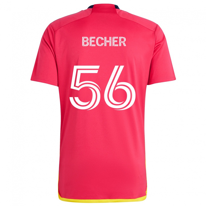 Kandiny Hombre Camiseta Ryan Becher #56 Rojo Azul 1ª Equipación 2024/25 La Camisa Chile