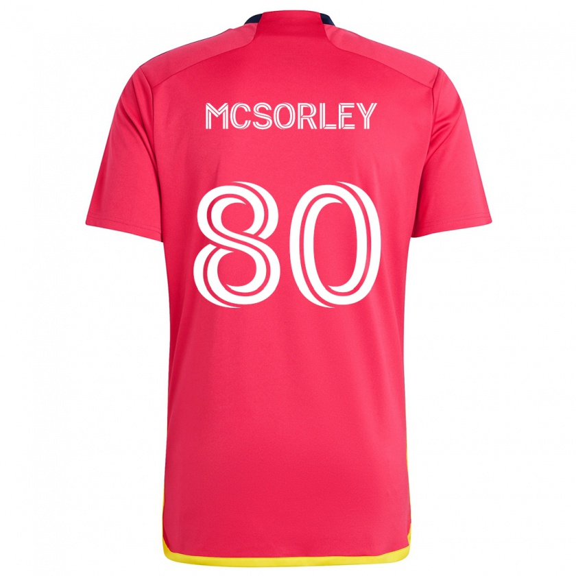 Kandiny Hombre Camiseta Brendan Mcsorley #80 Rojo Azul 1ª Equipación 2024/25 La Camisa Chile