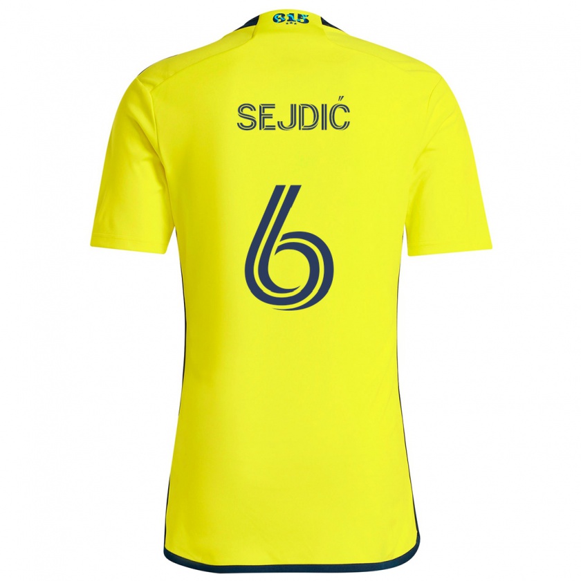 Kandiny Hombre Camiseta Amar Sejdić #6 Amarillo Azul 1ª Equipación 2024/25 La Camisa Chile