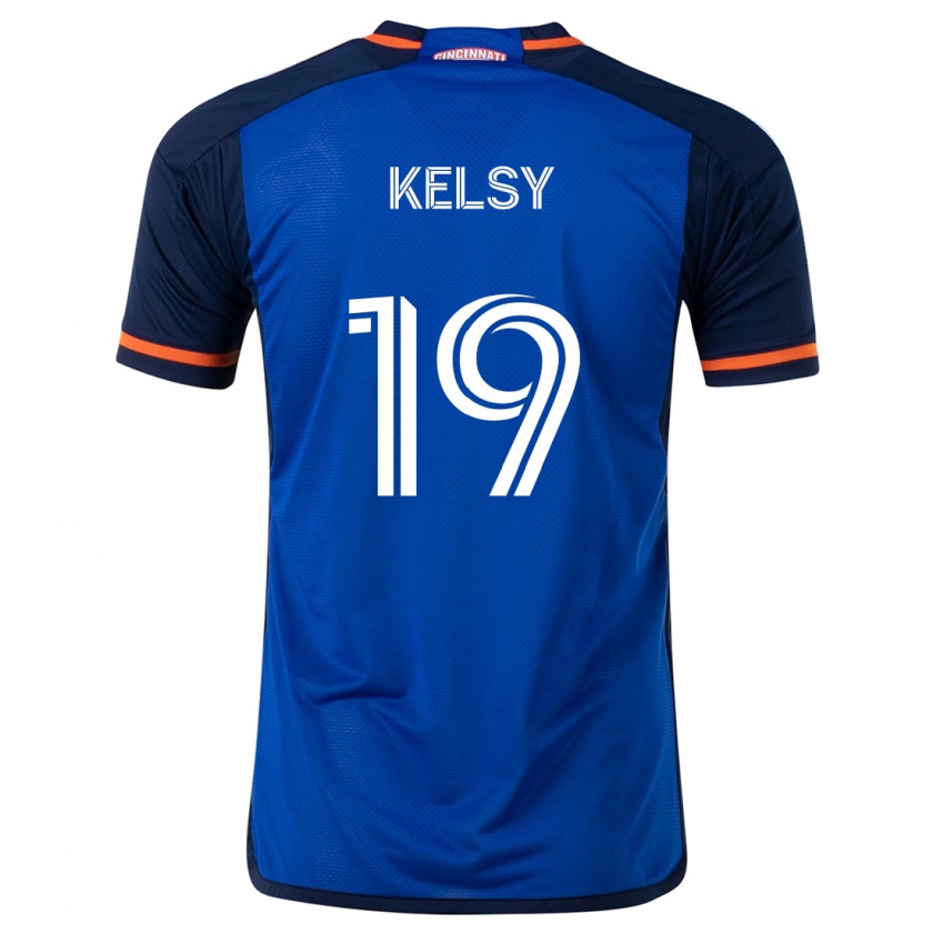 Kandiny Hombre Camiseta Kevin Kelsy #19 Azul Blanco 1ª Equipación 2024/25 La Camisa Chile