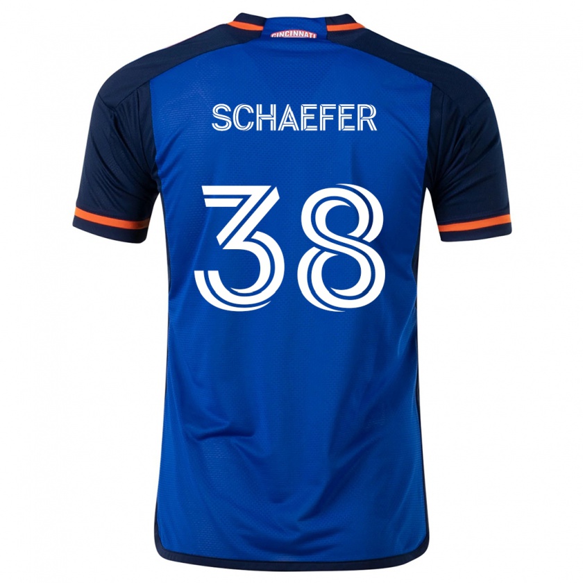 Kandiny Hombre Camiseta Brian Schaefer #38 Azul Blanco 1ª Equipación 2024/25 La Camisa Chile