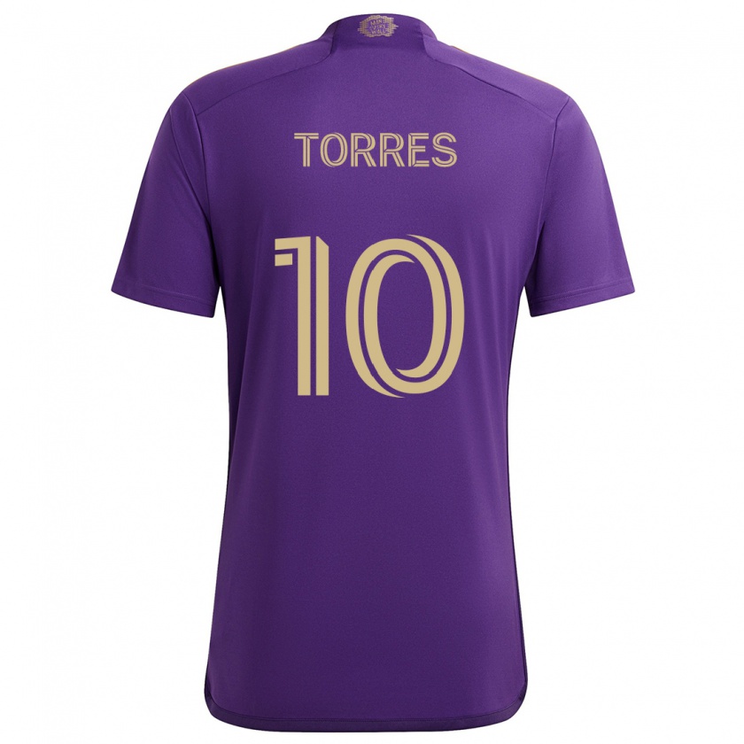 Kandiny Hombre Camiseta Facundo Torres #10 Púrpura Amarillo 1ª Equipación 2024/25 La Camisa Chile