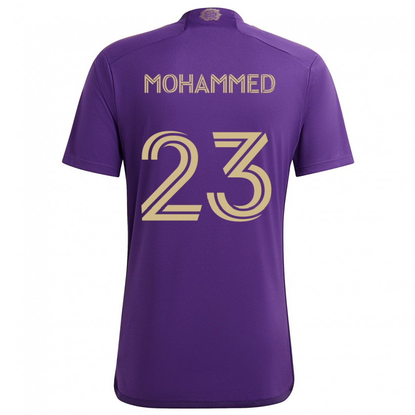 Kandiny Hombre Camiseta Shak Mohammed #23 Púrpura Amarillo 1ª Equipación 2024/25 La Camisa Chile