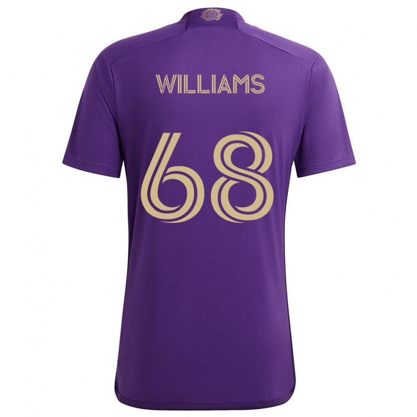 Kandiny Hombre Camiseta Thomas Williams #68 Púrpura Amarillo 1ª Equipación 2024/25 La Camisa Chile