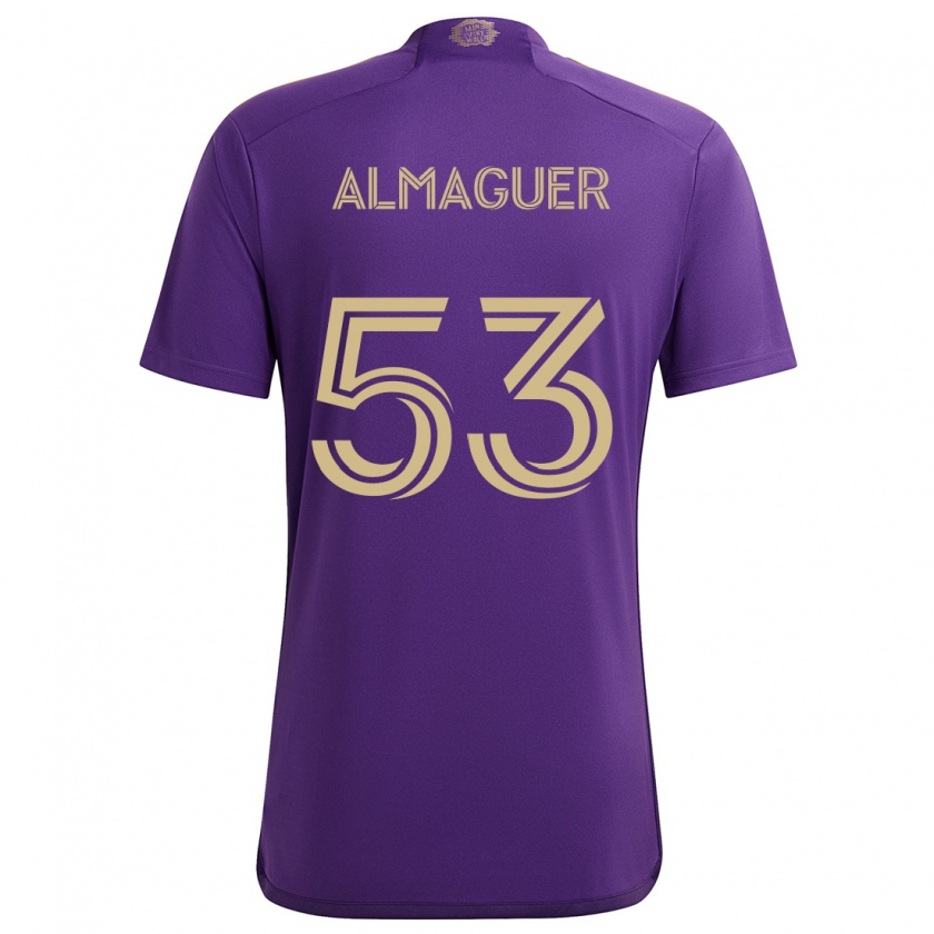 Kandiny Hombre Camiseta Jorge Almaguer #53 Púrpura Amarillo 1ª Equipación 2024/25 La Camisa Chile