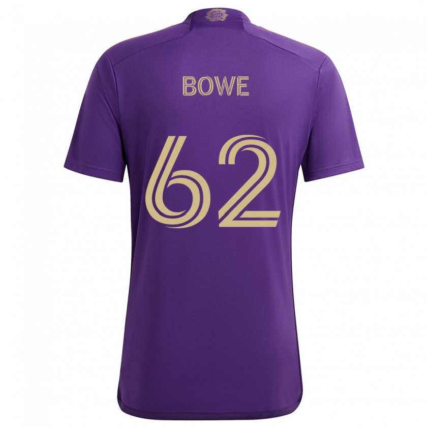 Kandiny Hombre Camiseta Thomas Bowe #62 Púrpura Amarillo 1ª Equipación 2024/25 La Camisa Chile