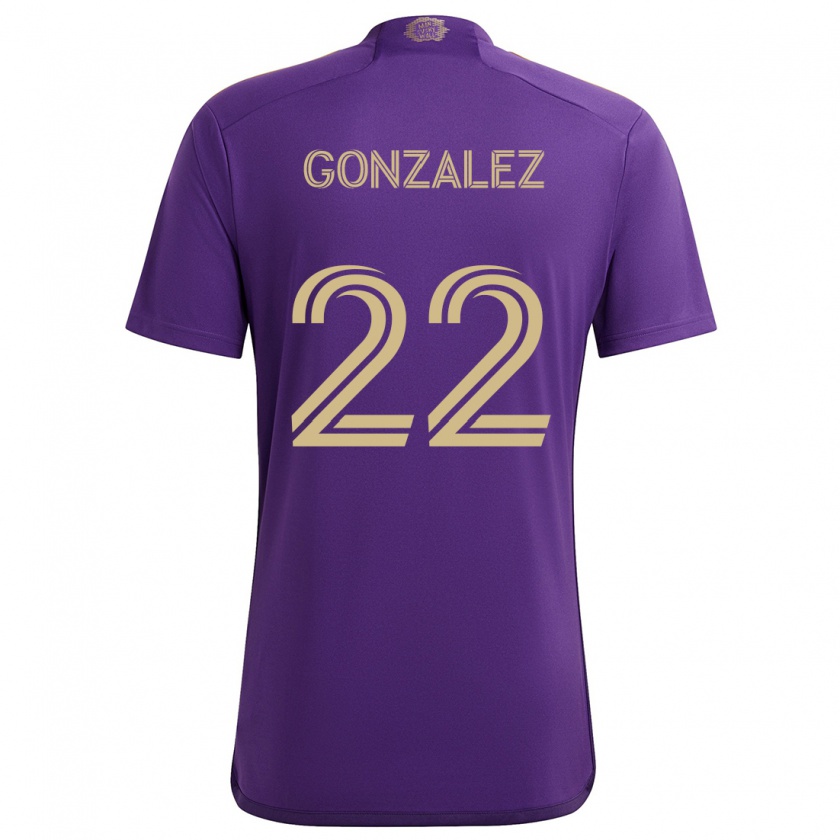 Kandiny Hombre Camiseta Gastón González #22 Púrpura Amarillo 1ª Equipación 2024/25 La Camisa Chile