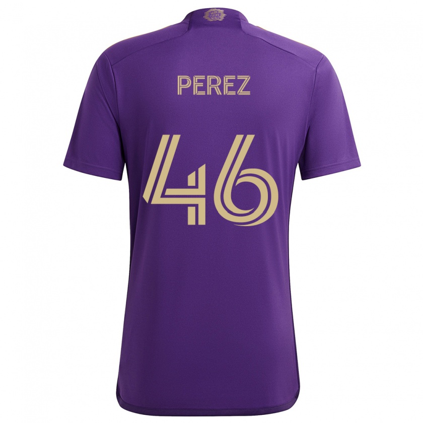 Kandiny Hombre Camiseta Franco Pérez #46 Púrpura Amarillo 1ª Equipación 2024/25 La Camisa Chile