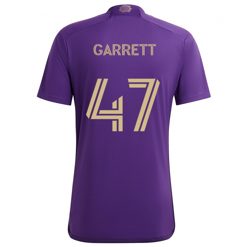 Kandiny Hombre Camiseta Ian Garrett #47 Púrpura Amarillo 1ª Equipación 2024/25 La Camisa Chile