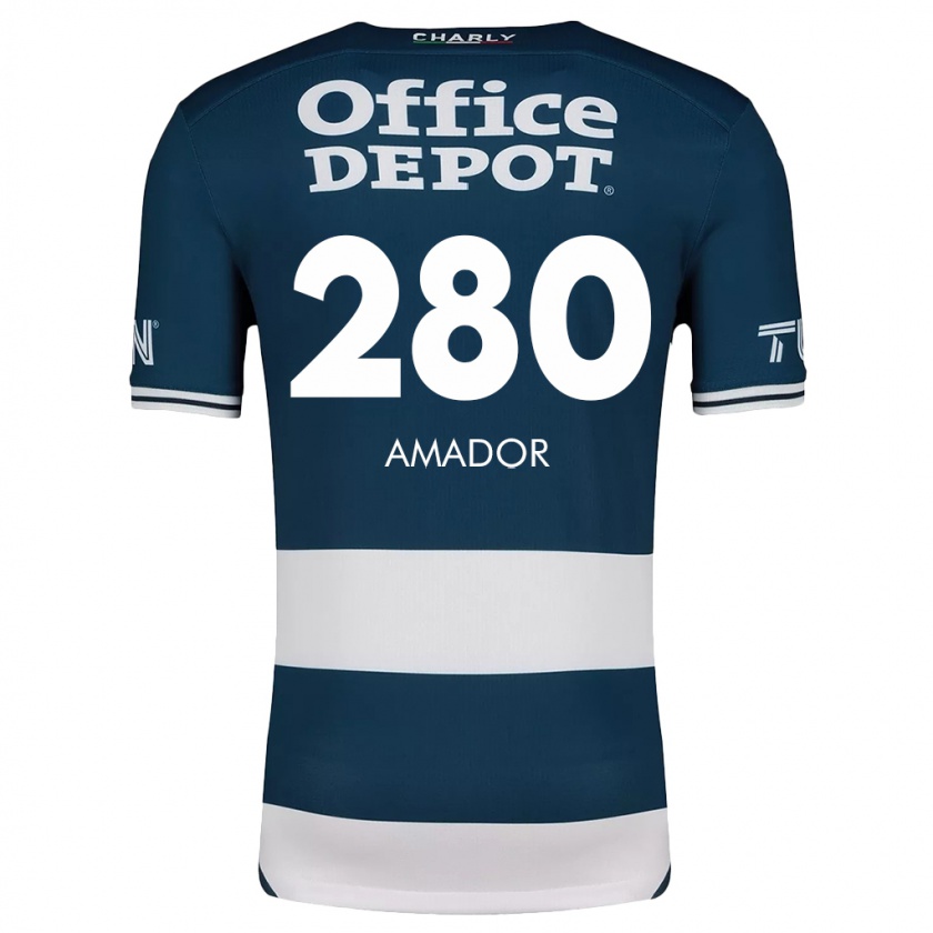 Kandiny Hombre Camiseta Santiago Amador #280 Azul Blanco 1ª Equipación 2024/25 La Camisa Chile