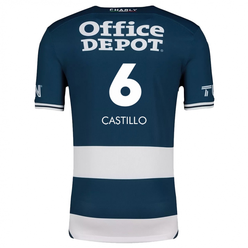 Kandiny Hombre Camiseta Byron Castillo #6 Azul Blanco 1ª Equipación 2024/25 La Camisa Chile