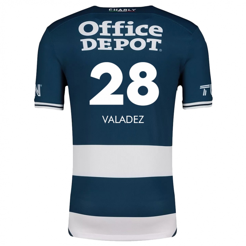 Kandiny Hombre Camiseta Julia Valadez #28 Azul Blanco 1ª Equipación 2024/25 La Camisa Chile