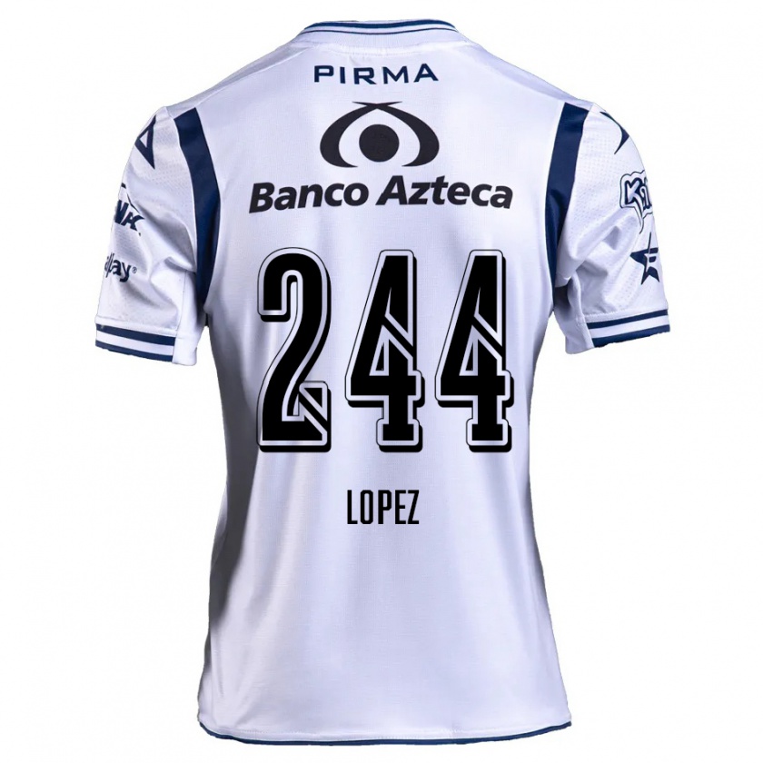 Kandiny Hombre Camiseta Daniel López #244 Blanco Azul Marino 1ª Equipación 2024/25 La Camisa Chile