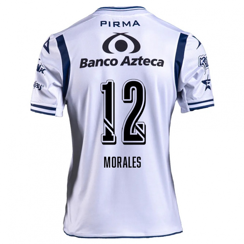 Kandiny Hombre Camiseta Karla Morales #12 Blanco Azul Marino 1ª Equipación 2024/25 La Camisa Chile