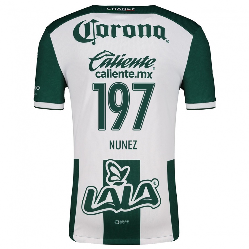 Kandiny Hombre Camiseta Kevin Núñez #197 Verde Blanco 1ª Equipación 2024/25 La Camisa Chile