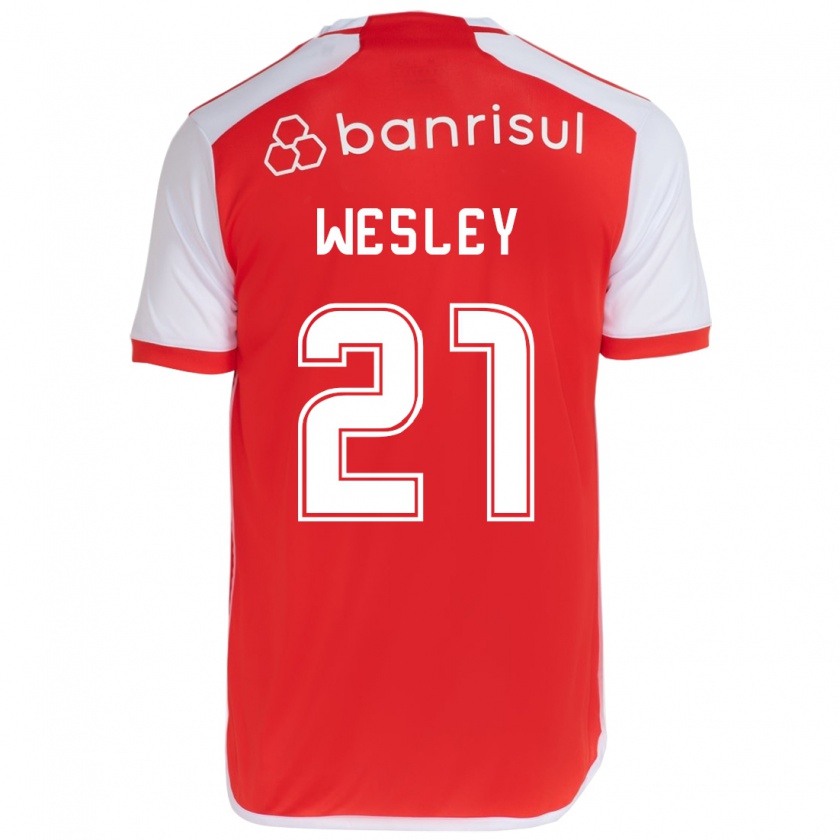 Kandiny Hombre Camiseta Wesley #21 Rojo Blanco 1ª Equipación 2024/25 La Camisa Chile