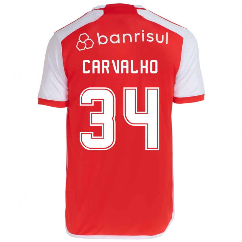 Kandiny Hombre Camiseta Gabriel Carvalho #34 Rojo Blanco 1ª Equipación 2024/25 La Camisa Chile