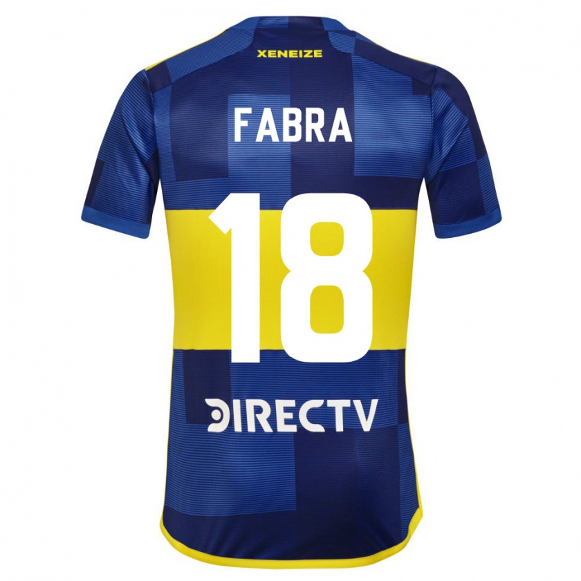 Kandiny Hombre Camiseta Frank Fabra #18 Azul Amarillo 1ª Equipación 2024/25 La Camisa Chile