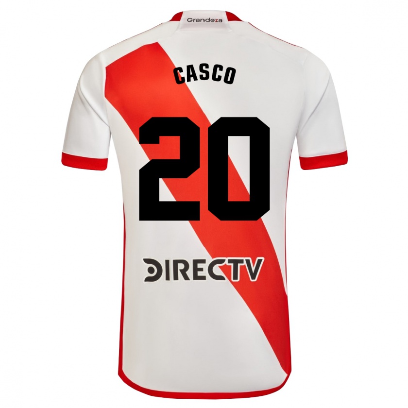 Kandiny Hombre Camiseta Milton Casco #20 Blanco Rojo 1ª Equipación 2024/25 La Camisa Chile