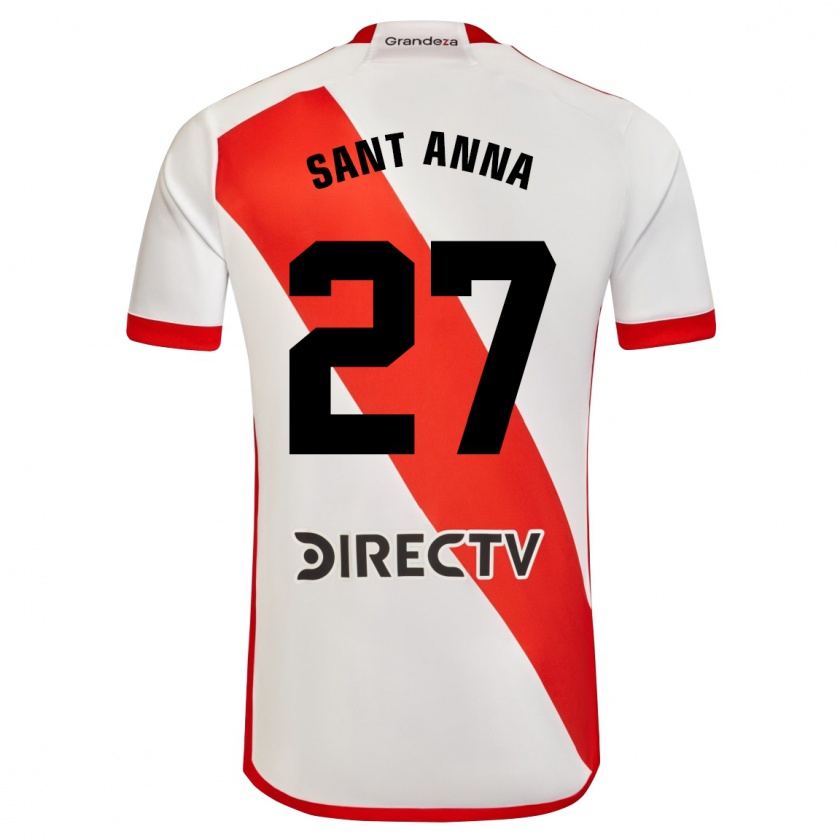 Kandiny Hombre Camiseta Agustín Sant Anna #27 Blanco Rojo 1ª Equipación 2024/25 La Camisa Chile