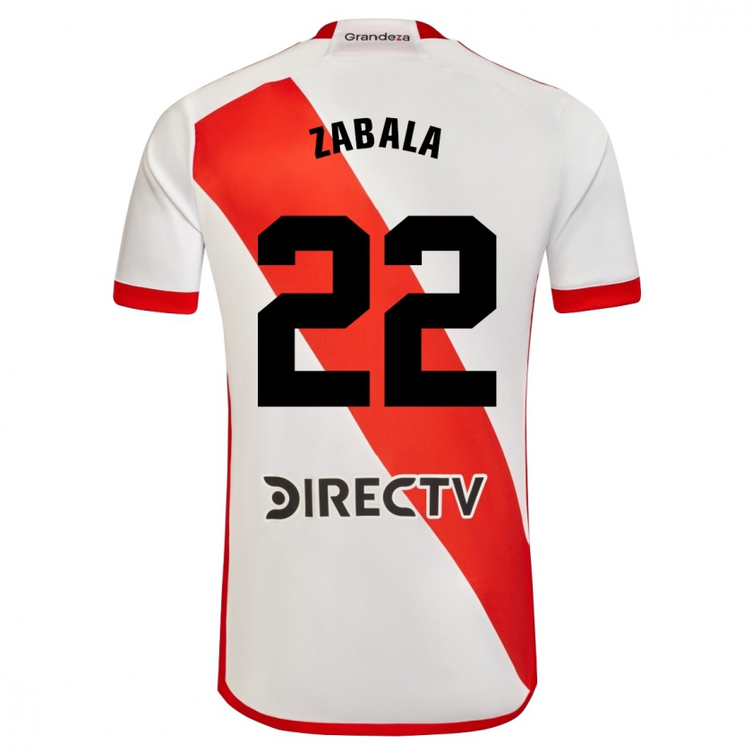 Kandiny Hombre Camiseta Daniel Zabala #22 Blanco Rojo 1ª Equipación 2024/25 La Camisa Chile