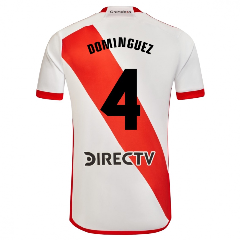 Kandiny Hombre Camiseta Evelyn Sofía Domínguez #4 Blanco Rojo 1ª Equipación 2024/25 La Camisa Chile