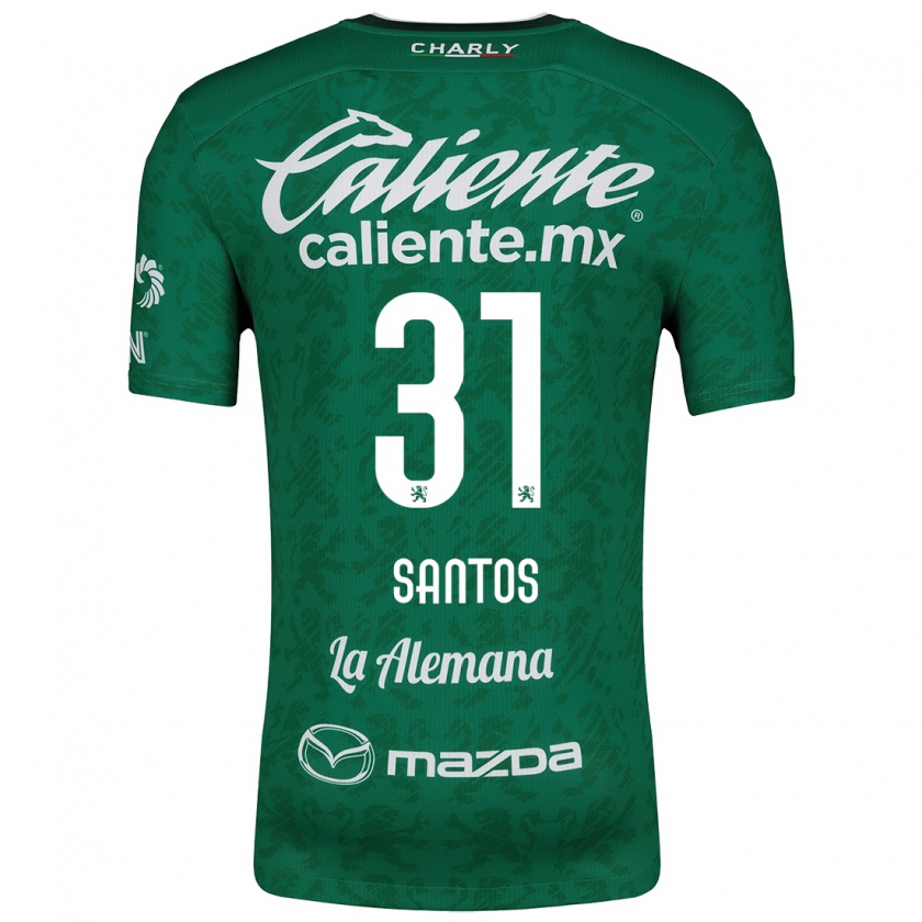 Kandiny Hombre Camiseta Sebastián Santos #31 Verde Blanco 1ª Equipación 2024/25 La Camisa Chile