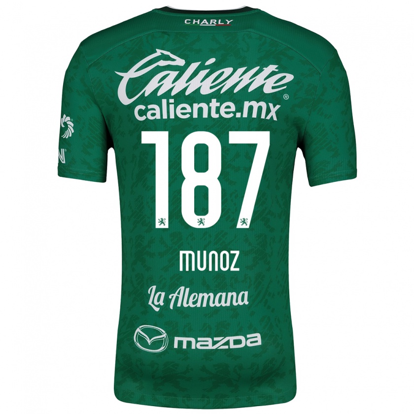 Kandiny Hombre Camiseta Diego Muñoz #187 Verde Blanco 1ª Equipación 2024/25 La Camisa Chile