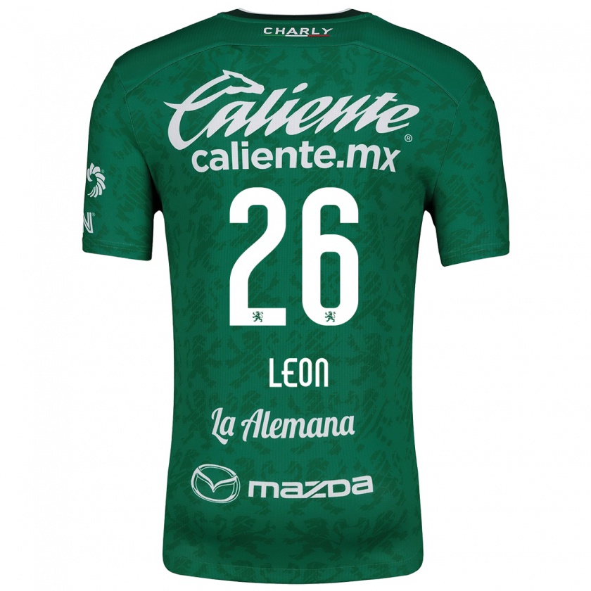 Kandiny Hombre Camiseta Armando León #26 Verde Blanco 1ª Equipación 2024/25 La Camisa Chile