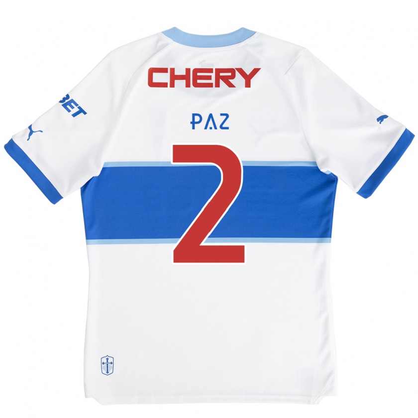 Kandiny Hombre Camiseta Nehuén Paz #2 Blanco Azul 1ª Equipación 2024/25 La Camisa Chile