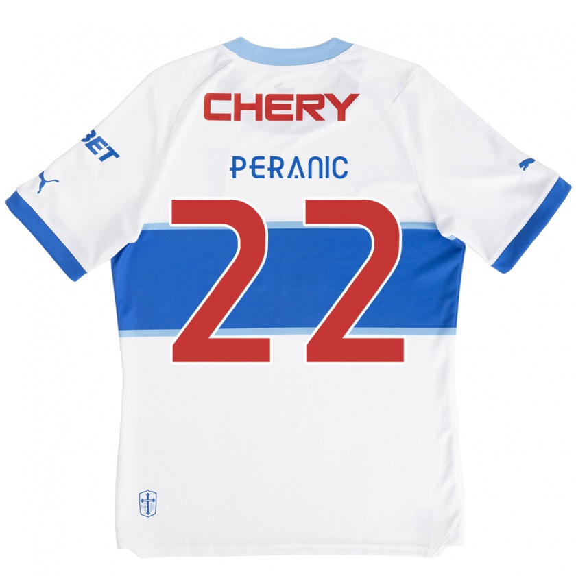 Kandiny Hombre Camiseta Nicolás Peranic #22 Blanco Azul 1ª Equipación 2024/25 La Camisa Chile