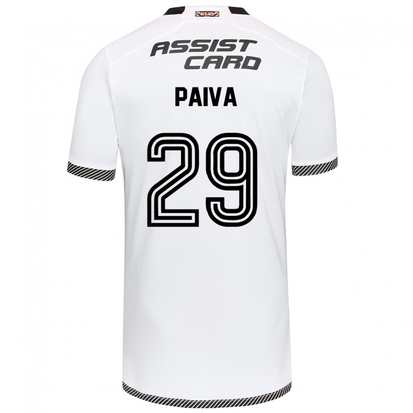 Kandiny Hombre Camiseta Guillermo Paiva #29 Blanco Negro 1ª Equipación 2024/25 La Camisa Chile