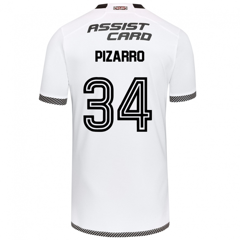 Kandiny Hombre Camiseta Vicente Pizarro #34 Blanco Negro 1ª Equipación 2024/25 La Camisa Chile