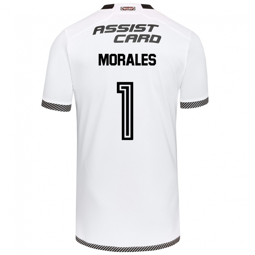 Kandiny Hombre Camiseta Benjamin Morales #1 Blanco Negro 1ª Equipación 2024/25 La Camisa Chile