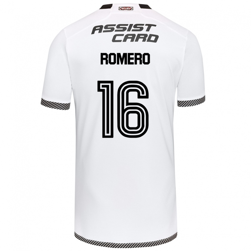 Kandiny Hombre Camiseta Evanz Romero #16 Blanco Negro 1ª Equipación 2024/25 La Camisa Chile