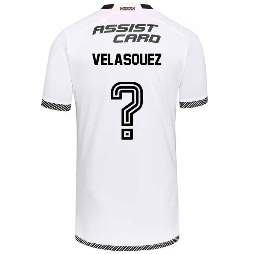 Kandiny Hombre Camiseta Milovan Velásquez #0 Blanco Negro 1ª Equipación 2024/25 La Camisa Chile