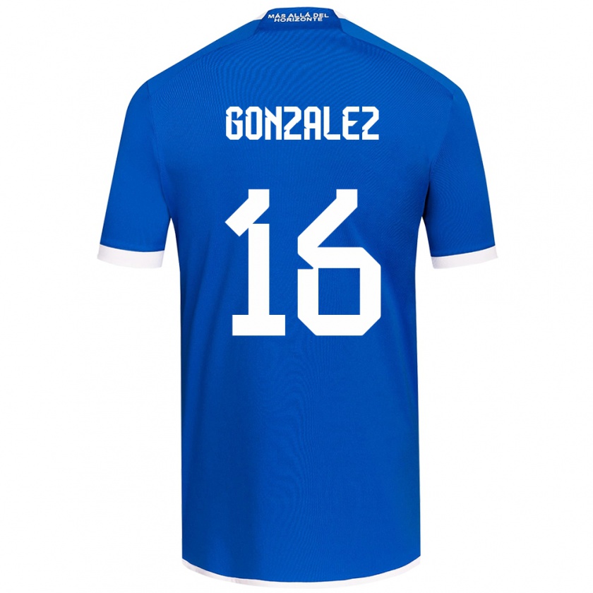 Kandiny Hombre Camiseta Monserratt González #16 Azul Blanco 1ª Equipación 2024/25 La Camisa Chile