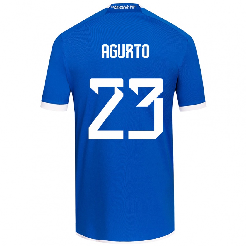 Kandiny Hombre Camiseta Isidora Agurto #23 Azul Blanco 1ª Equipación 2024/25 La Camisa Chile