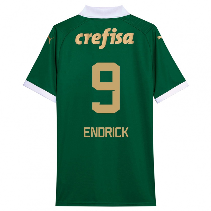 Kandiny Hombre Camiseta Endrick #9 Verde Blanco 1ª Equipación 2024/25 La Camisa Chile