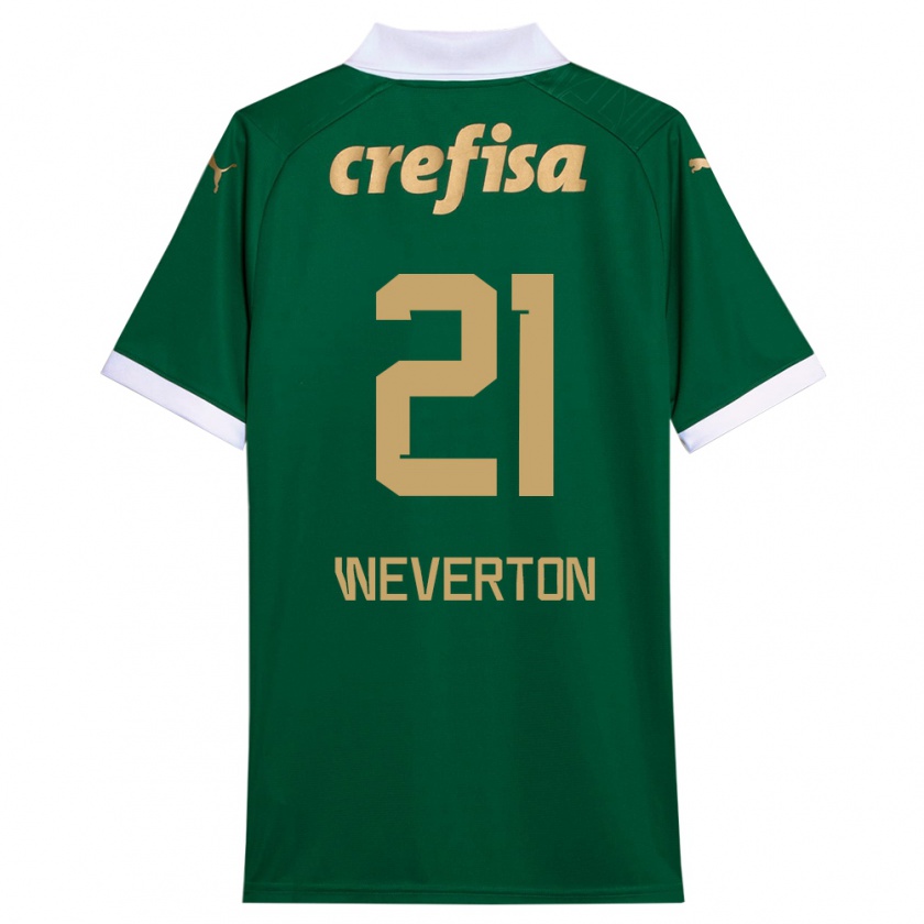 Kandiny Hombre Camiseta Weverton #21 Verde Blanco 1ª Equipación 2024/25 La Camisa Chile